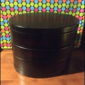 Heavy Wood Oval Mulit-level Jewelry Box-Like New